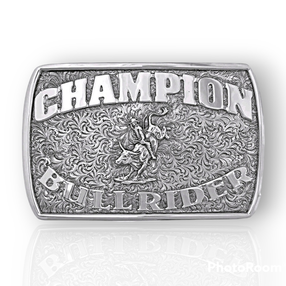 Montana Silversmiths Fine Silver Champion Bull Rider Buckle NEW! Retail $130.00